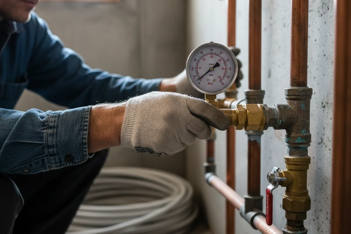 Pressure testing a repaired line during Water Line Repair in Valmeyer